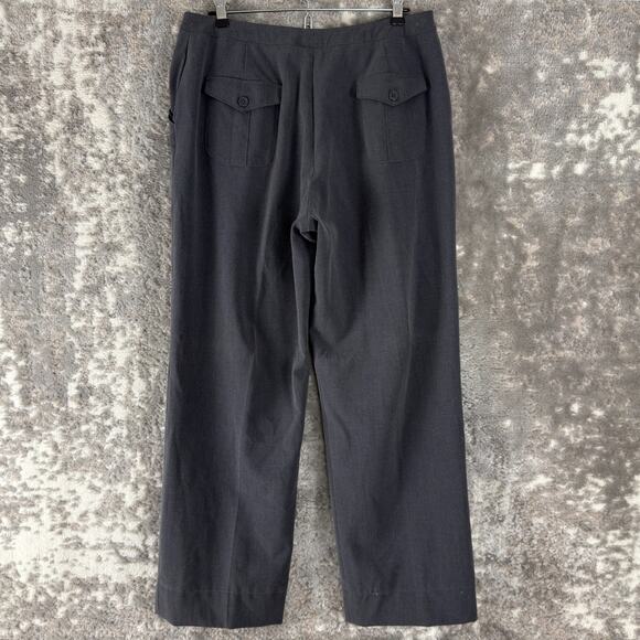 Larry Levine Size 10 Stretch Gray Pants Straight Leg Button Waist Career Wear - Picture 3 of 11